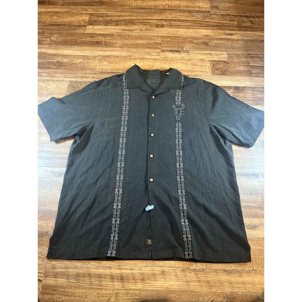 Tommy Bahama Shirt 2XT Black Double Sided Scorpion Drink Your Poison Silk Vegas